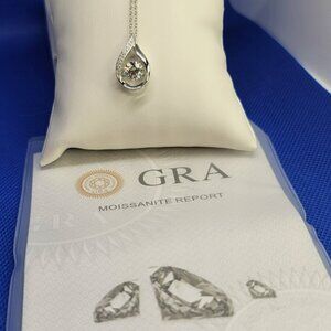 1ct Moissanite Solitaire Teardrop Pendant Necklace